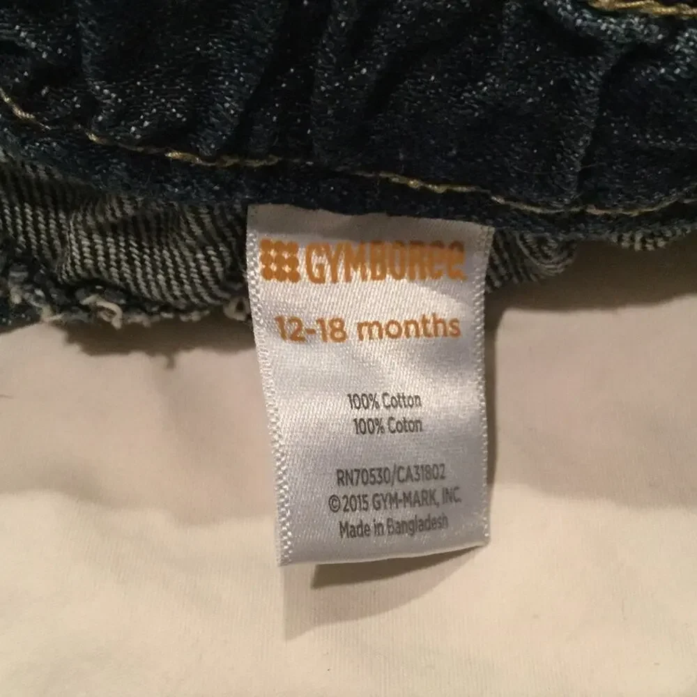 Gymboree 12-18M blue Denim skirt animal print hemline detail worn once like new